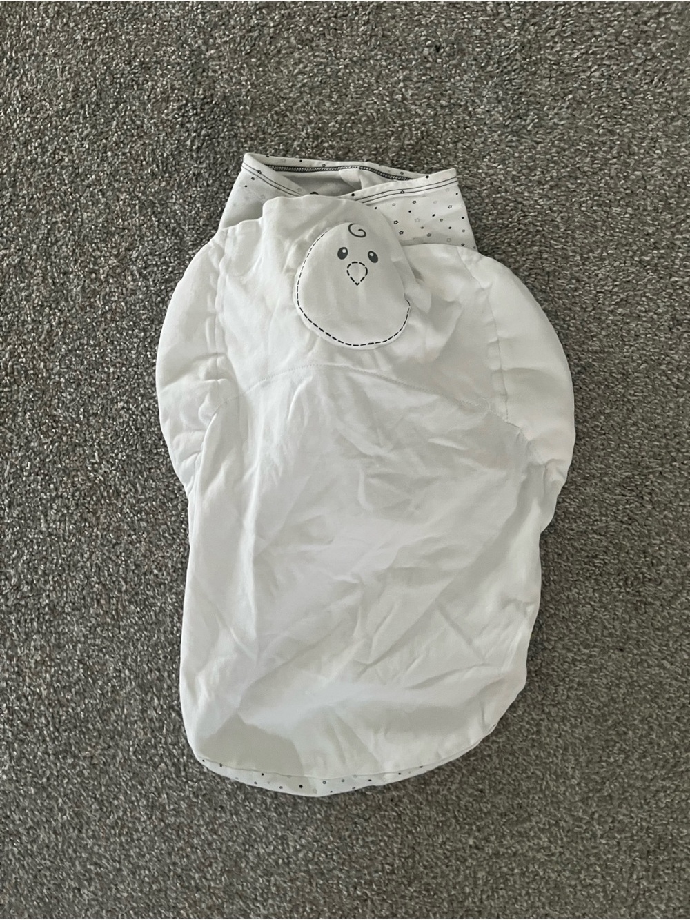 Nested Bean White Hooded Baby Swaddle with Star and Swirl Print